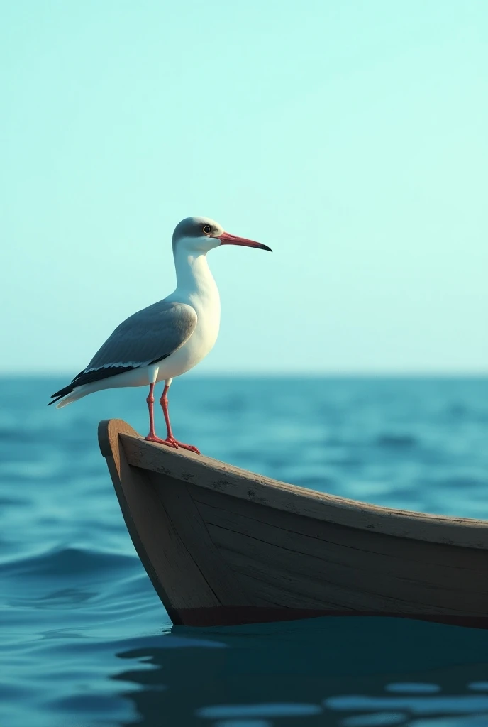 Seeman bird on boat in the sea