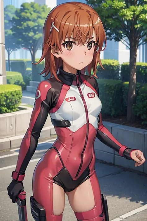 Mikoto misaka.、A Certain Scientific Railgun、girl、Small breasts、whole body,blush,best quality,bikesuit