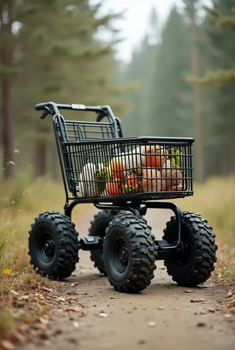 Supermarket trolley with all-terrain tires 