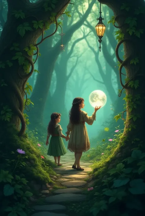 A young girl of about 12 who has the crystal ball who freed  the prince  from cage with twisted  vines, and together they ran deeper into the forest. The crystal kept glowing, leading them towards the warrior and the healer.