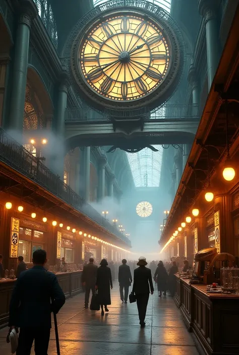 Steampunk station with biggest clock 