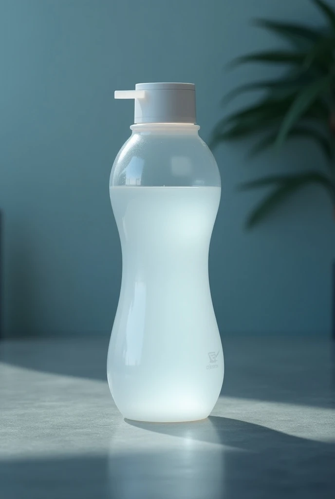 create unique eirbrids labed plastic water bottle for 500ml make it sound expensive premium but transparent, make a photo cinematic,make it white make sure its plastic