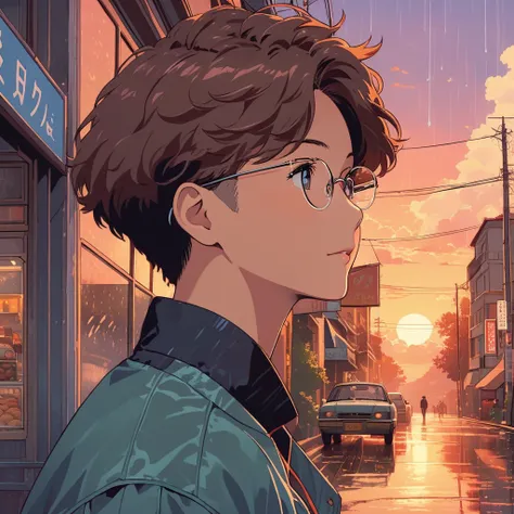 Alone, Lofi Artstyle, Lofi Art, city, town,  80s anime style, Retro, Lo-Fi, masterpiece, Best Quality, ( Extremely Detailed CG Unity 8K Wallpaper ), (Best Quality), (  Best Illustration ), ( Best Shadow), Absurd, Realistic lighting, (abyss), Beautiful deta...