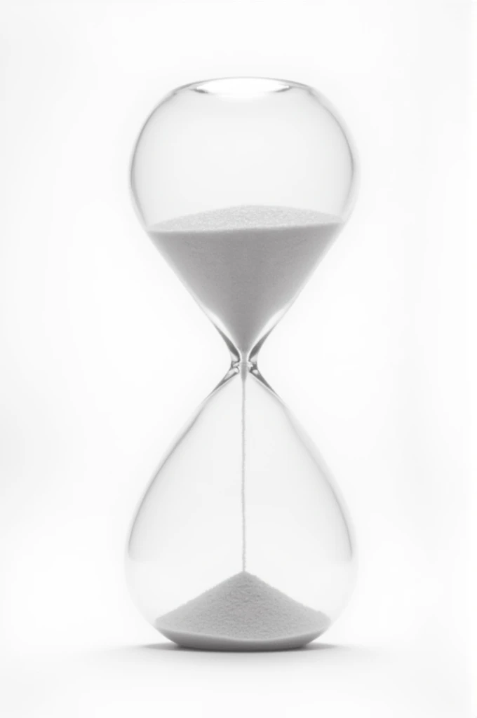 A minimalistic pencil sketch of a transparent  with sand inside, looking like an hourglass. The  is seen from behind. The background is white. The overall image is slightly blurred.