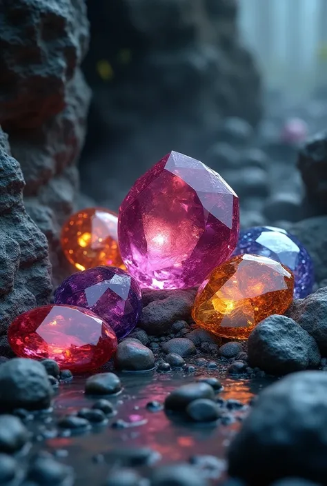 A lot of big rad Gemstones Under stone no people 4k