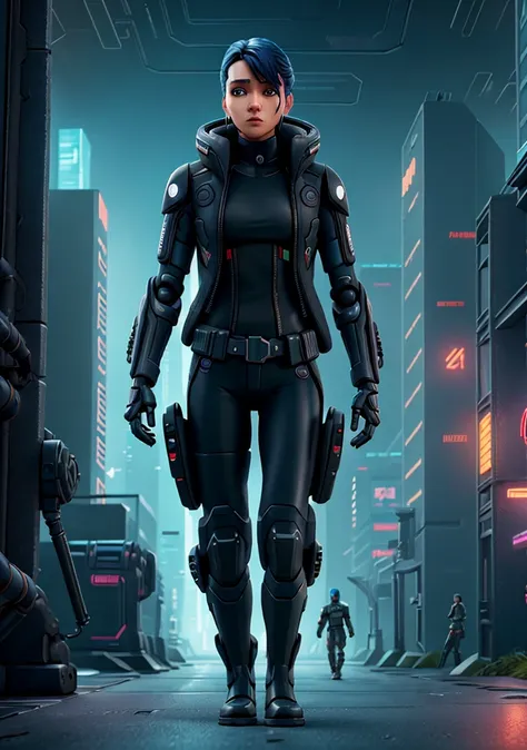 Cyberpunk revolution in the alternate dimension with futuristic battles and robotic exoskeletons in cyberspace., ((cyberpunk style)), Hi-Tech city, mechanical enhancement, (high-tech fantasy), robotics, blade runner 2049