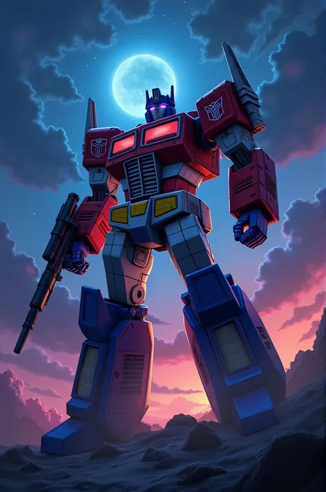  A scene the night , Where Megatron  ( leader of the Decepticons )  dominates Cybertron and enslaves all the Autobots to him.