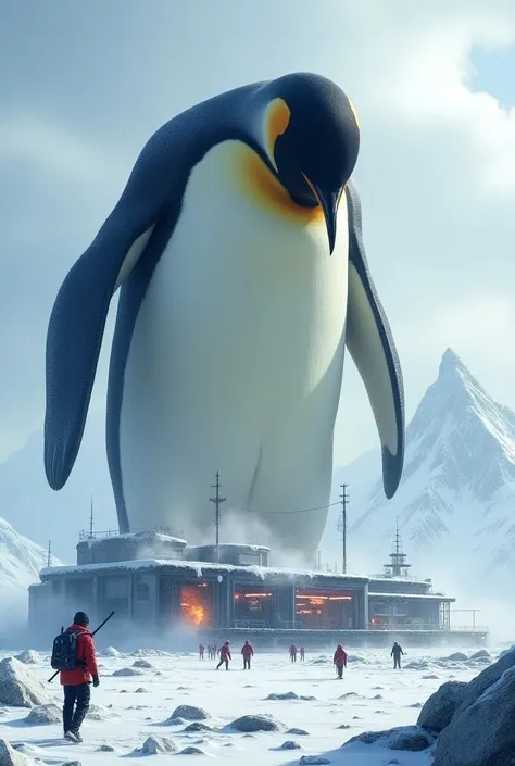  giant penguin destroy base lab in Antarctica 