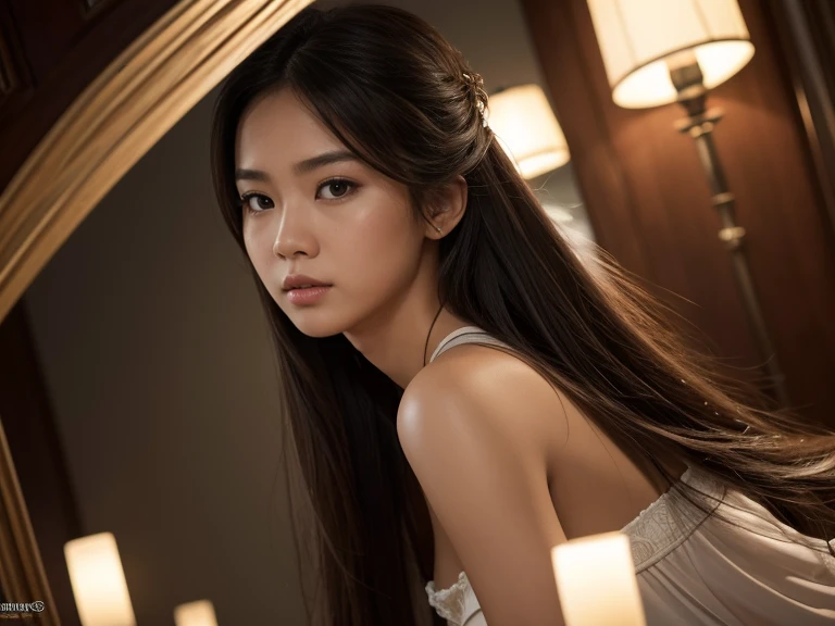 (Raw images,  best quality), (It is true, Photo It is true: 1.3),  best quality,   with high detail  ,  masterpiece ,  excessive detail, illustration, 1 Thai girl, Dynamic angle, World  masterpiece  Theater, tangle_long_hair,  best quality,  CG unity 8k wa...