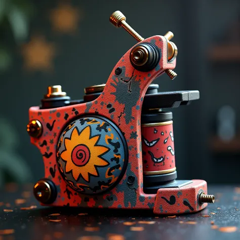 detailed tattoo machine, intricate anime style, Naruto characters, dynamic expression, vibrant colors, dramatic lighting, hyper-realistic, 4k, masterpiece, highly detailed, cinematic composition, photorealistic, studio lighting, sharp focus, physically-bas...