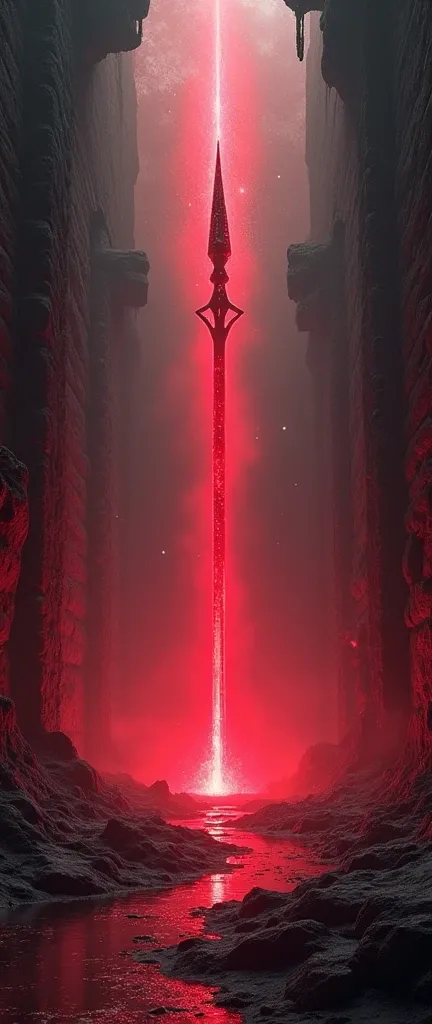  underground of the city 、The first unit in the basement 、 is divided into underground and above ground、 Longinuss spear stuck in the ground、A bright red spear 