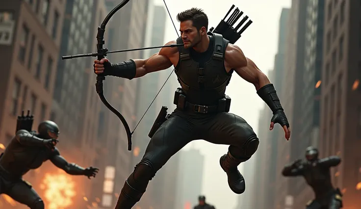  the hawkeye movie , marvel movie , with huge muscles , 