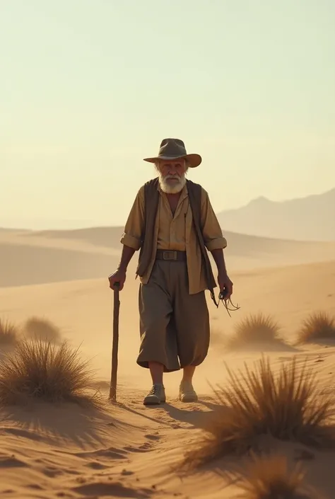 Creative desert nature image working for old man for normal dress in present back