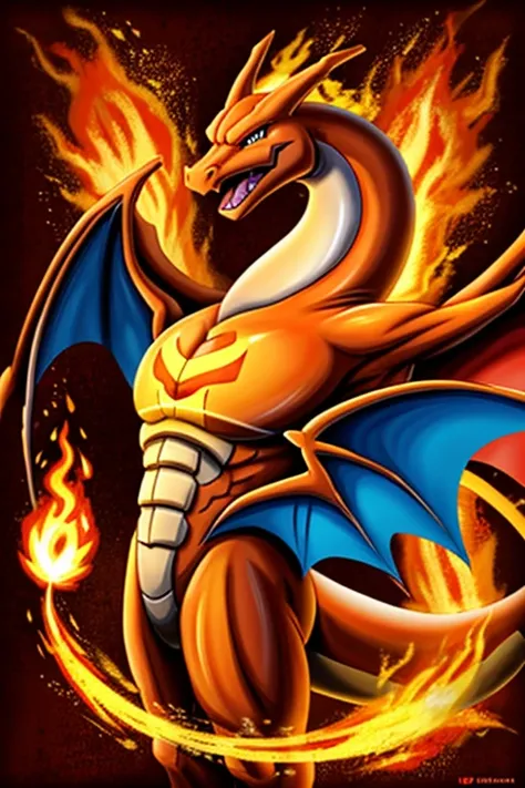 there is a cartoon of a dragon with a red and blue tail, similar to pokemon, new pokemon, dra the dragon, a red dragon, illustration pokemon, fire type, charizard, guggimon, roshan, style of pokemon, official art, legendary dragon, but as an anthropomorphi...