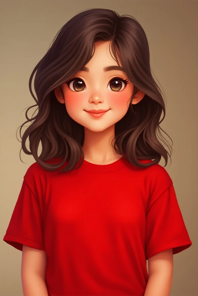 A girl wearing red tshirt,