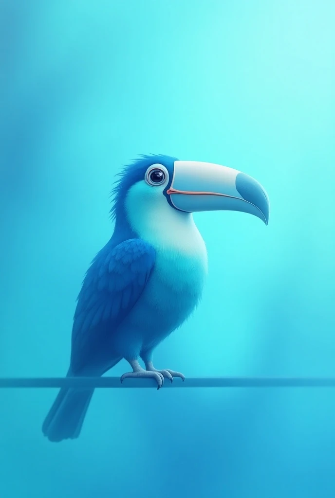 A light blue toucan combined with blue colors, turquoise and white 