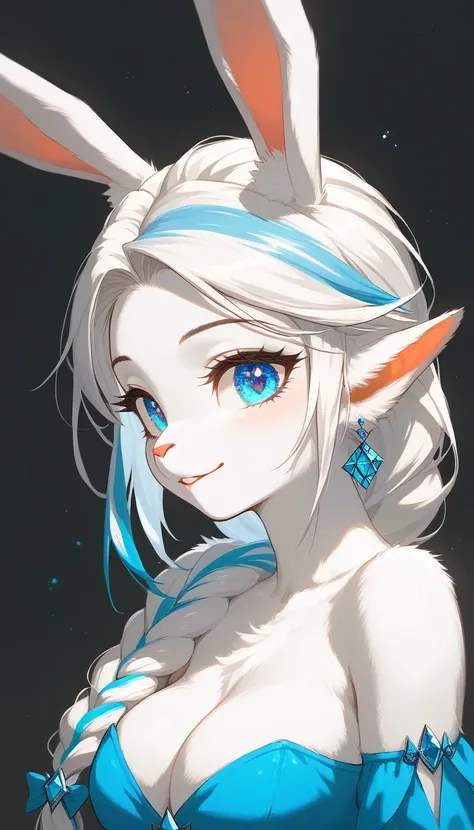 score_9,score_8_up,score_7_up, source_furry, ( bunny, anthro furry bunny girl, adult female, ) solo, elsa, blue sparkling eyes, ...