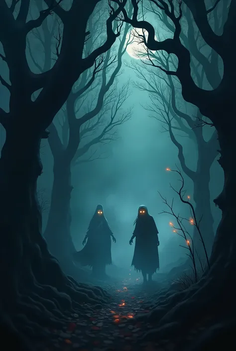 Animated dark and dark forest