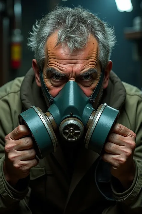 A man holding a oxygen mask 