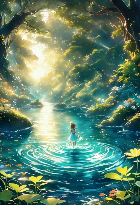 Island in the sea，Fairy tale world，Running Water