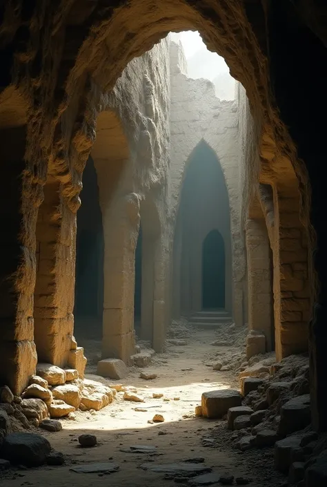  A forgotten underground city ， The architectural style is ancient and unique ， There are beautiful patterns carved on the walls 。 The streets of the city are scattered with broken statues and stone monuments，Shows the splendor of the past 。 Weak light pen...