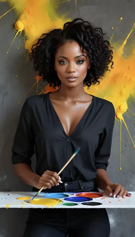 alastair magnaldo， beautiful black female model，high saturation，painting，ultra-fine details，4k