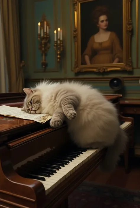 absurd.Incredible . A Persian cat fainted on the piano.