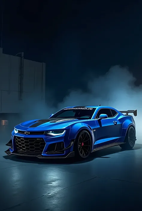 Camaro ZL1 2024 with blue and nouns at the night
