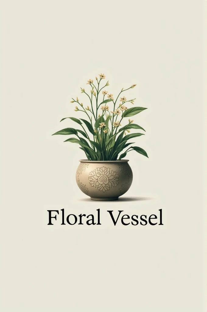 A logo of ‘floral vessel’ as a brand with a pot and plant 