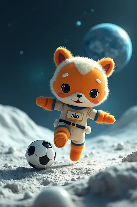 Macado playing soccer on the moon
