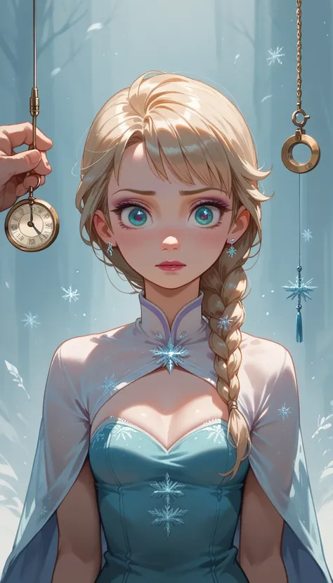 A young girl being hypnotized, Pendulum, frozen gaze