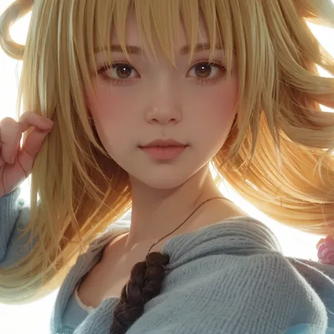 1 girl,beautiful, masterpiece, Best Quality,  White background ,Kazuya Takahashi,  Concept Art , blonde,short hair