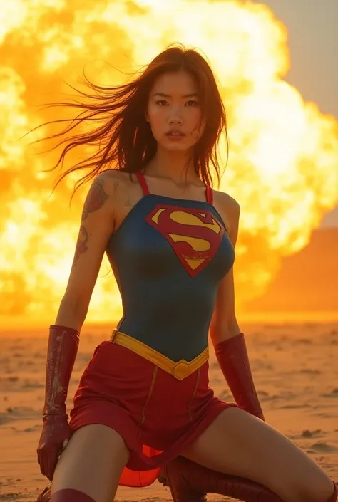 Cute Japanese、  supergirl 。 live-action 、Brown Hair、masterpiece、beautiful girls、beautiful Eyes、Narrow eyes、Swollen eyes、A Shining Place、Best Quality、超  High Resolution   、Cinema Lighting、Very beautiful、The perfect   supergirl  outfit。 very cute face。 Japan...