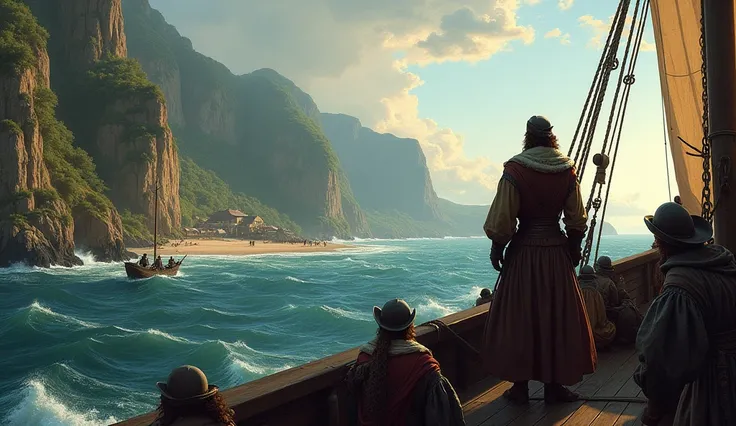 Historical picture of John Cabot reached the coast of North America