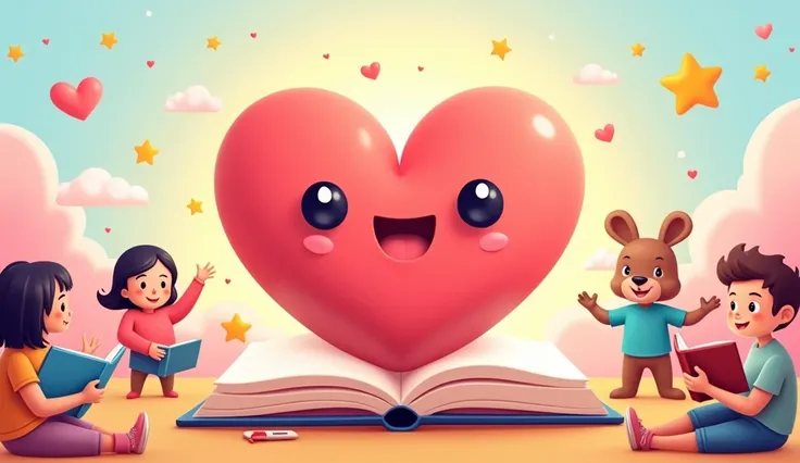 Design a heartwarming and colorful profile picture for a s YouTube channel called LearnWithLove. The central element should be a large, friendly heart with soft pastel colors, symbolizing love and learning. Surround the heart with fun, playful elements lik...