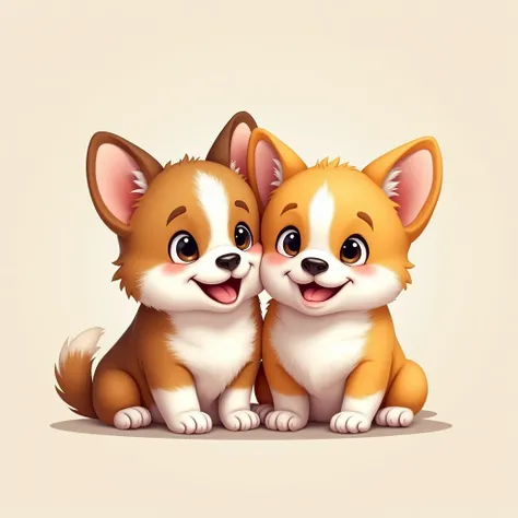 Corgi puppy and kitten sitting together, smiling, close-up, high quality