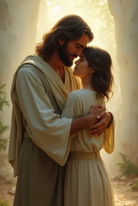 create an image of Jesus Christ embracing a person