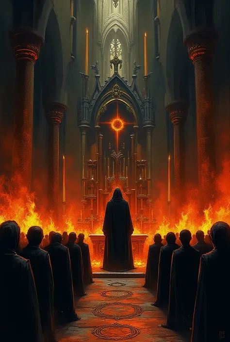 Luciferian church drawing by fire details 