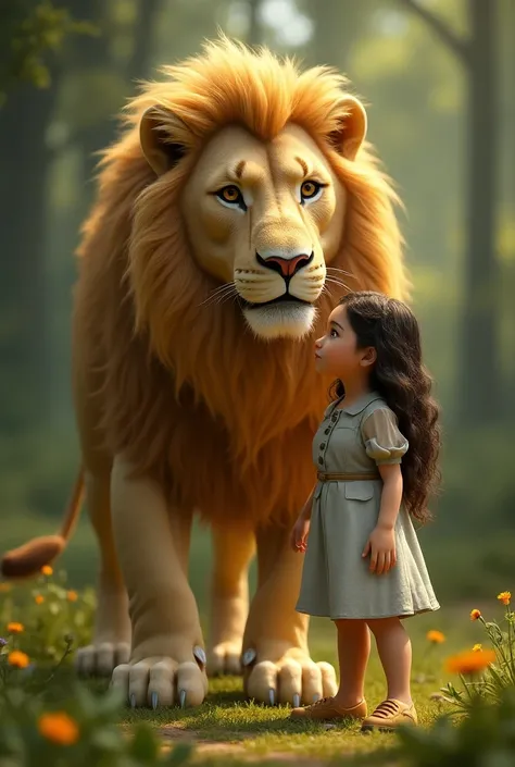 L for lion with girl 3d