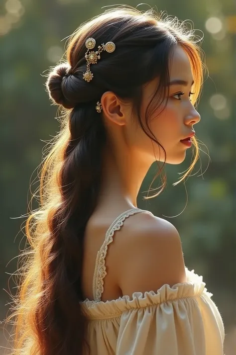 An image of a girl with a hairstyle that allows us to see if she is back for marriage 