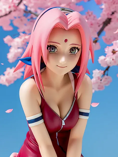 tmasterpiece， best quality at best， 1girll， sakura haruno， large breasts，off-the-shoulder attire，（cleavage), (medium closeup), r...