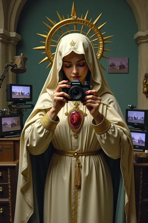 The Virgin of Socorro taking photos, copies and cheating on the 