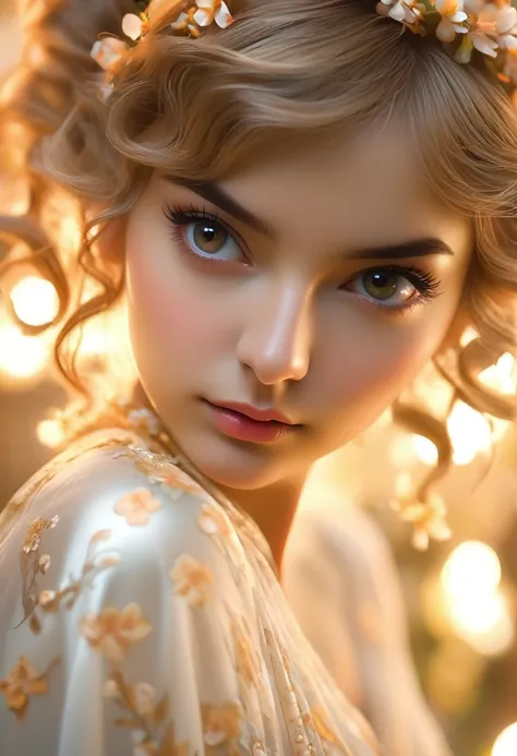 (Sharp focus on face:1.2), (((AnnaSophia Pretty Babyface Girl))), wear (Little See-thought Dress:1.26) in (Gala:1.28), (Parfect lighting, Mood lighting:1.27), Depth of written boundary, Bokeh, 4K, High resolution, by (Alphonse Mucha:1.29), (((Cute Babyface...