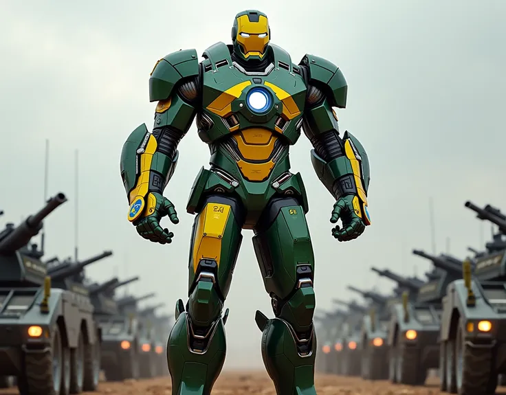  Very strong Iron Man with the Brazilian flag, represents Brazil , with adapted weapons of war