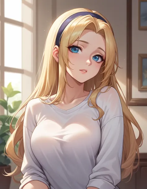  Luxanna Crownguard League of Legends,beautiful breasts,with a sweatshirt, very sexy, in a room,  high resolution ,  masterpiece, 