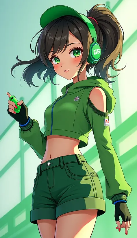 Modern anime girl in green 