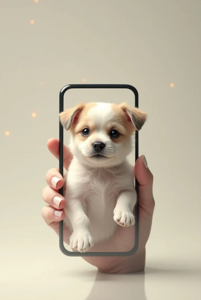 A dog sticking out of a cell phone screen.