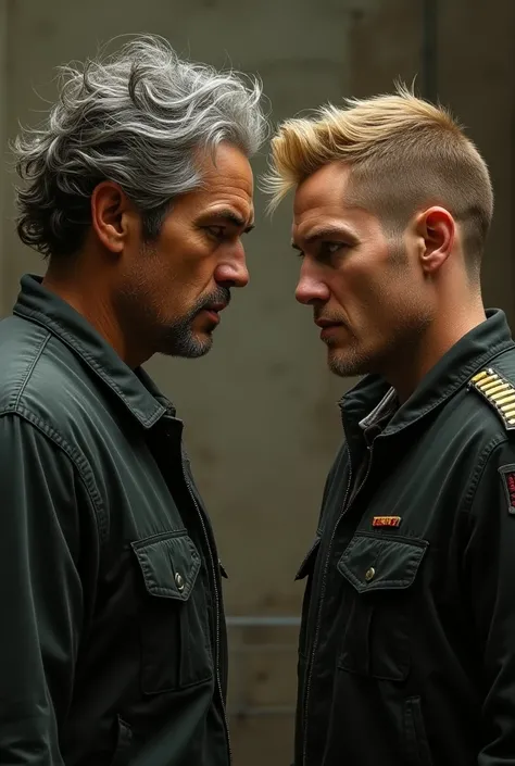 Leonardo Marín ,  a 40-year-old man with disheveled gray hair.
 And intense green eyes ,  and Captain Carlos Ramírez ,
 A 30-year-old man ,  blond hair and light brown eyes . These two people together