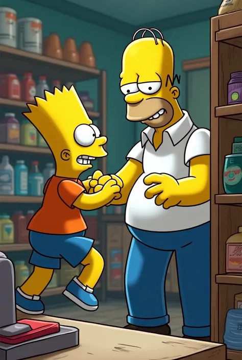 Barth Simpson robbing a store with Homer
No Elisa