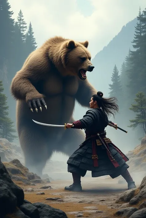 Bear attacking a samurai